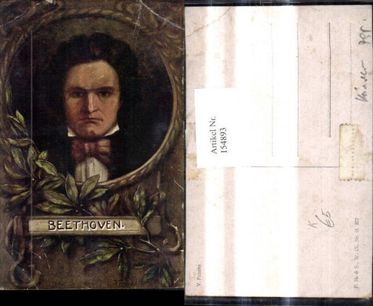 154893,Künstler Ak V. Franke Ludwig van Beethoven Komponist Passepartout