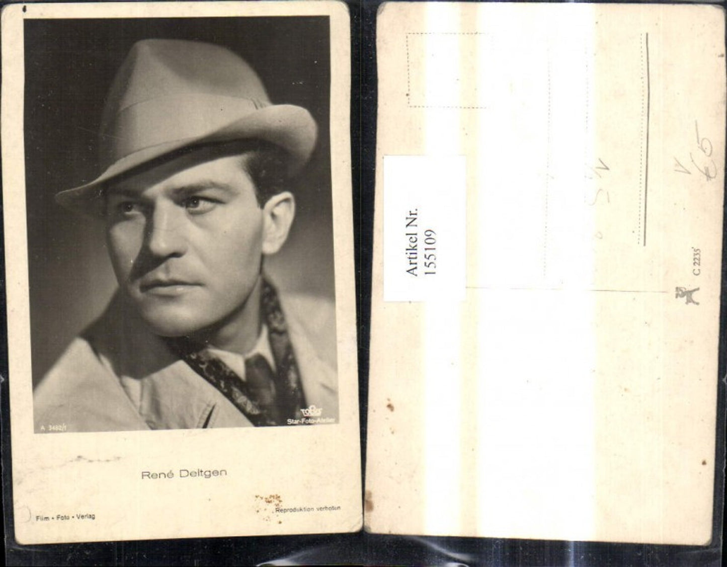 155109,Rene Deltgen Schauspieler Hut pub Film Foto Verlag A 3482/1