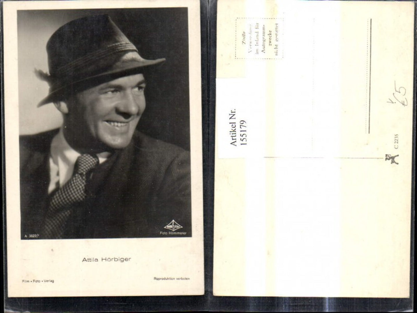 155179,Attila Hörbiger Schauspieler pub Film Foto Verlag A 3822/1