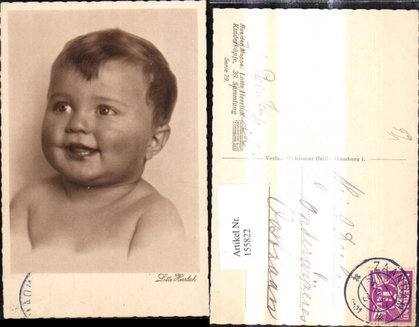 155822,Künstler Ak Lotte Herrlich Serie 79/39 Kinderköpfe Portrait
