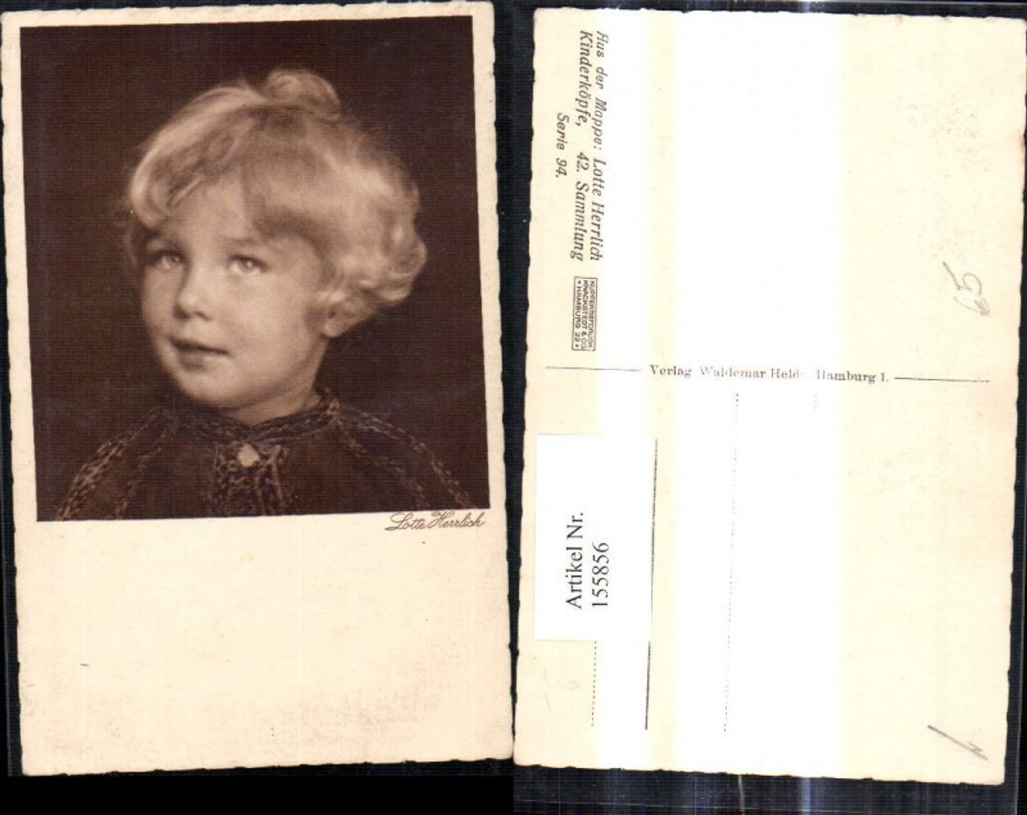 155856,Künstler Ak Lotte Herrlich Serie 94/42 Kinderköpfe Portrait