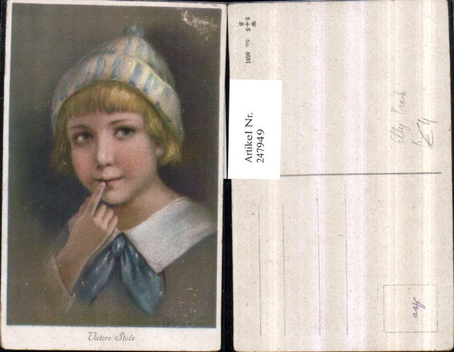 247949,Künstler AK Frank Elly Vaters Stolz Kind m. Haube Portrait