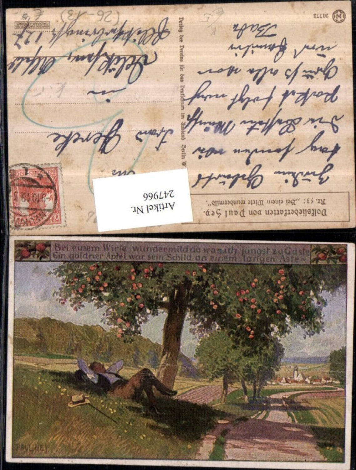 247966, Artist AK Paul Hey At an innkeeper's wondrously mild man lies in the meadow Stock Hut Street Trees pub Novolito 207