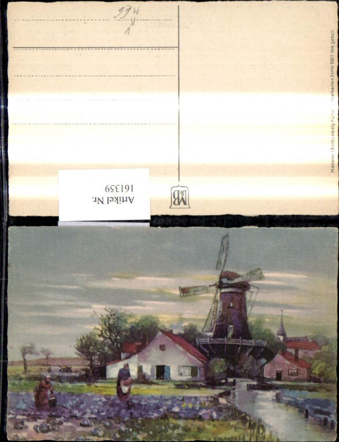 161359.Künstler Ak Windmühle Bäuerinnen a. Feld pub Meissner & Buch