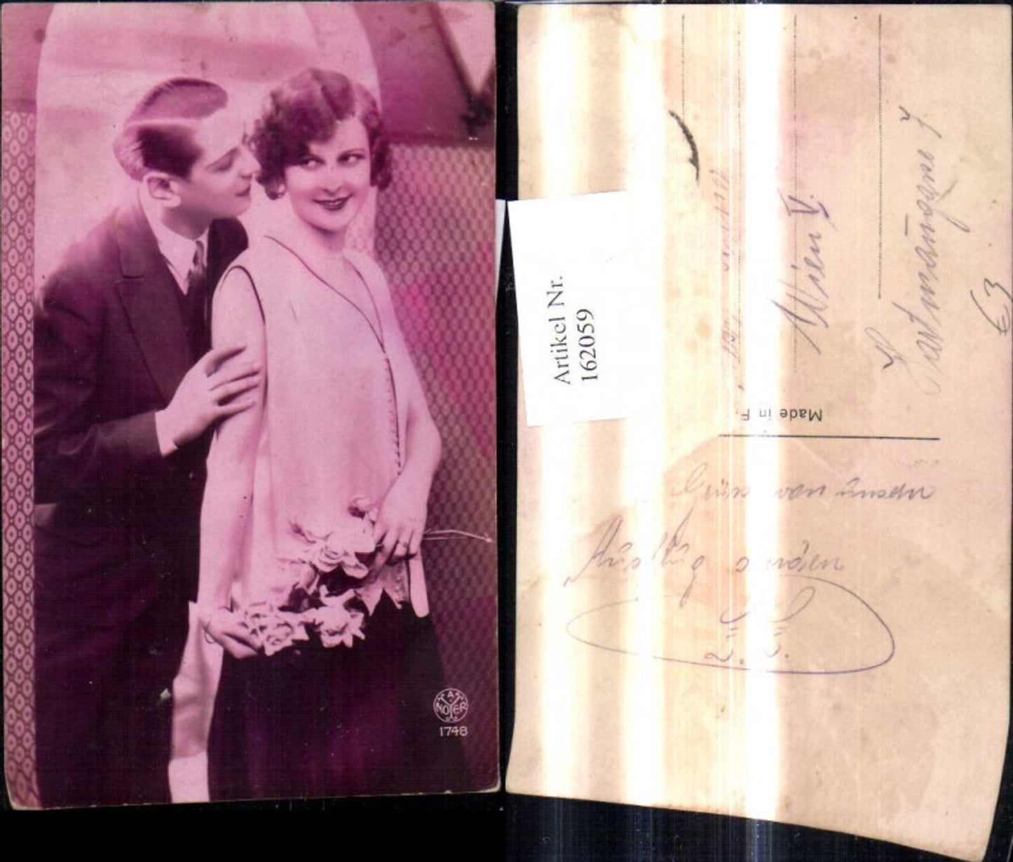 162059,Foto Ak Paar m. Rosen Liebe pub A. Noyer 1748