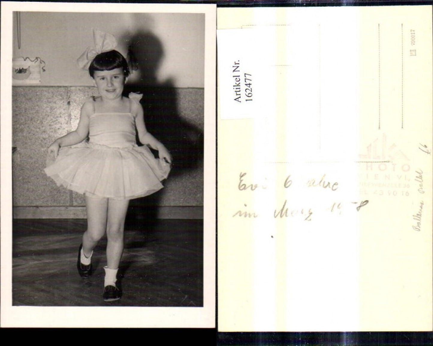 162477,Foto Ak Mädchen a. Ballerina Ballett Tütü Tutu Schleife i. Haar