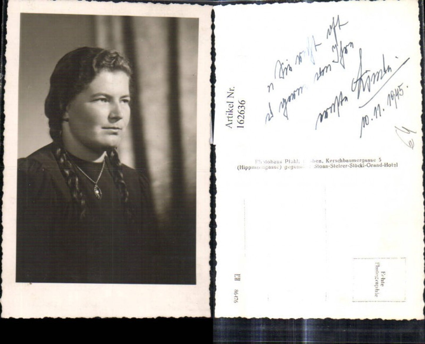162636,Foto Ak Frau Portrait Zöpfe Halskette