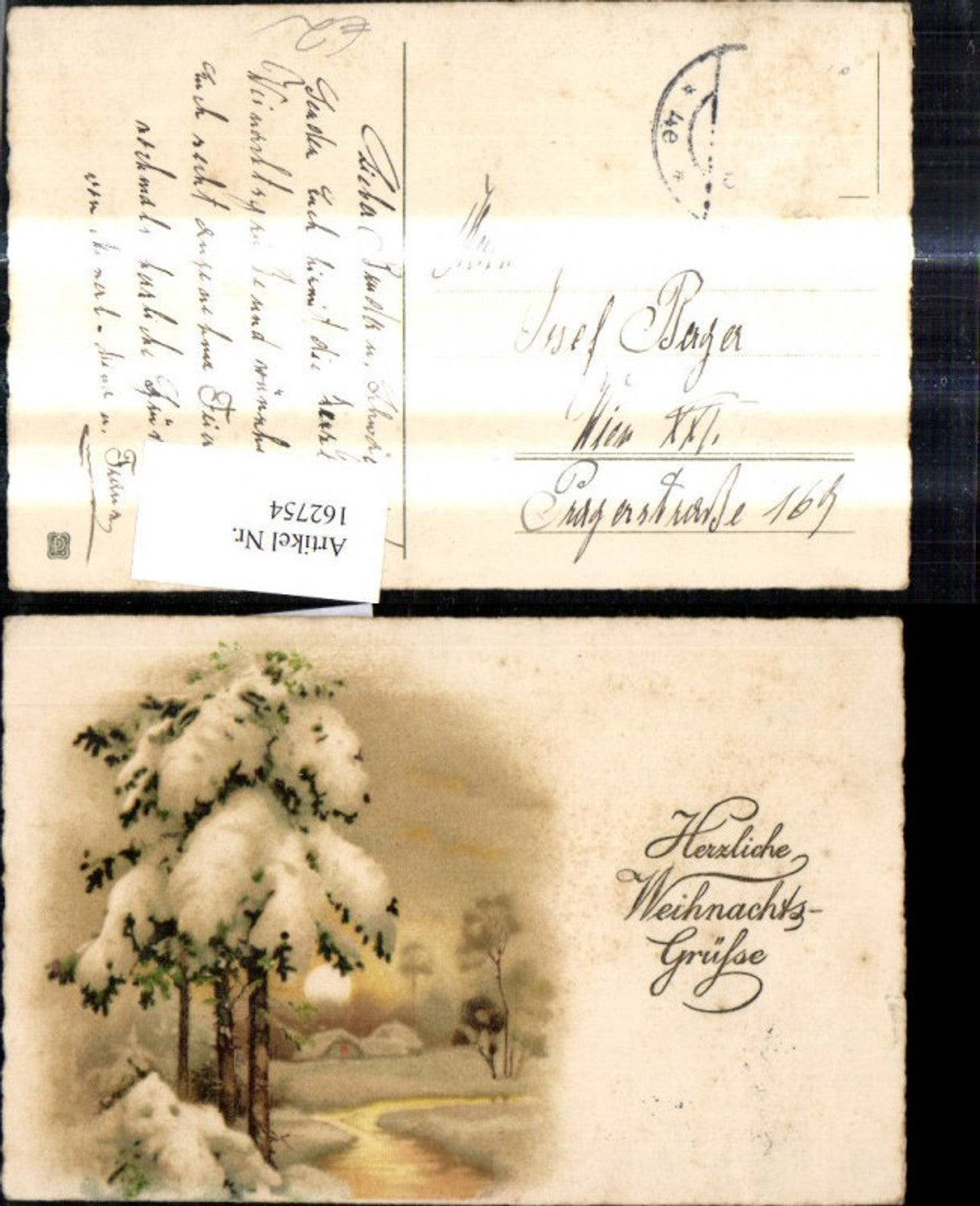 162754, Artist Ak Christmas Winter Forest House Stream
