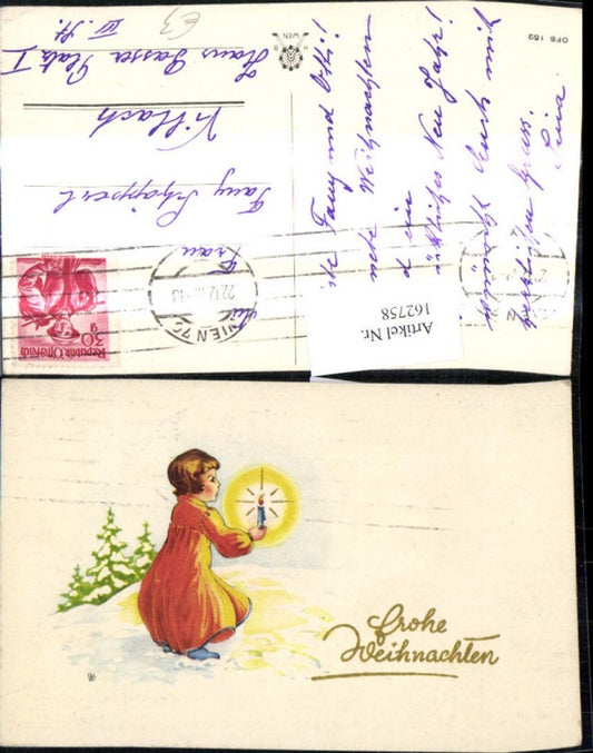 162758, Artist Ak Christmas Girl with Candle in Winter Forest