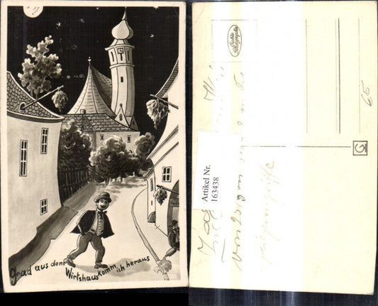 163438,Künstler Ak Scherz Humor Betrunkener Schwankendes Dorf Spruch Text