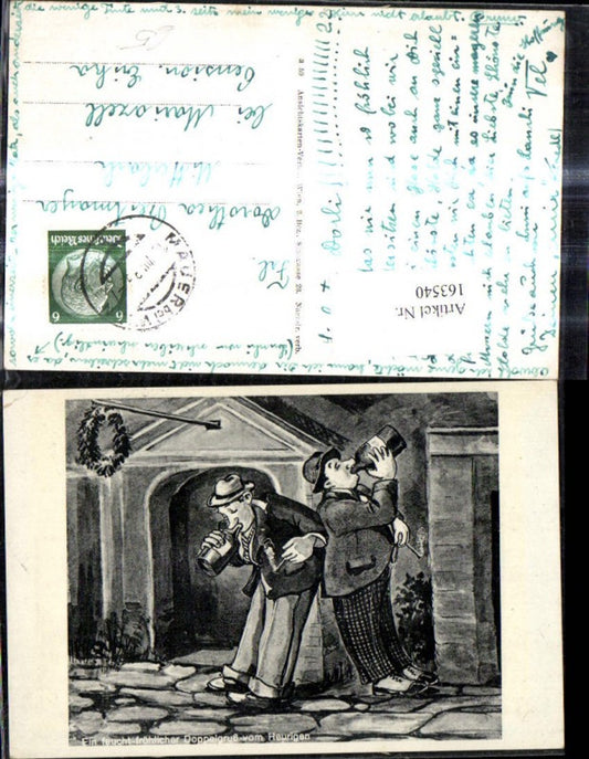 163540,Künstler Ak Betrunkene Männer Trunkenbolde Wein Gruß v. Heurigen Scherz Humor