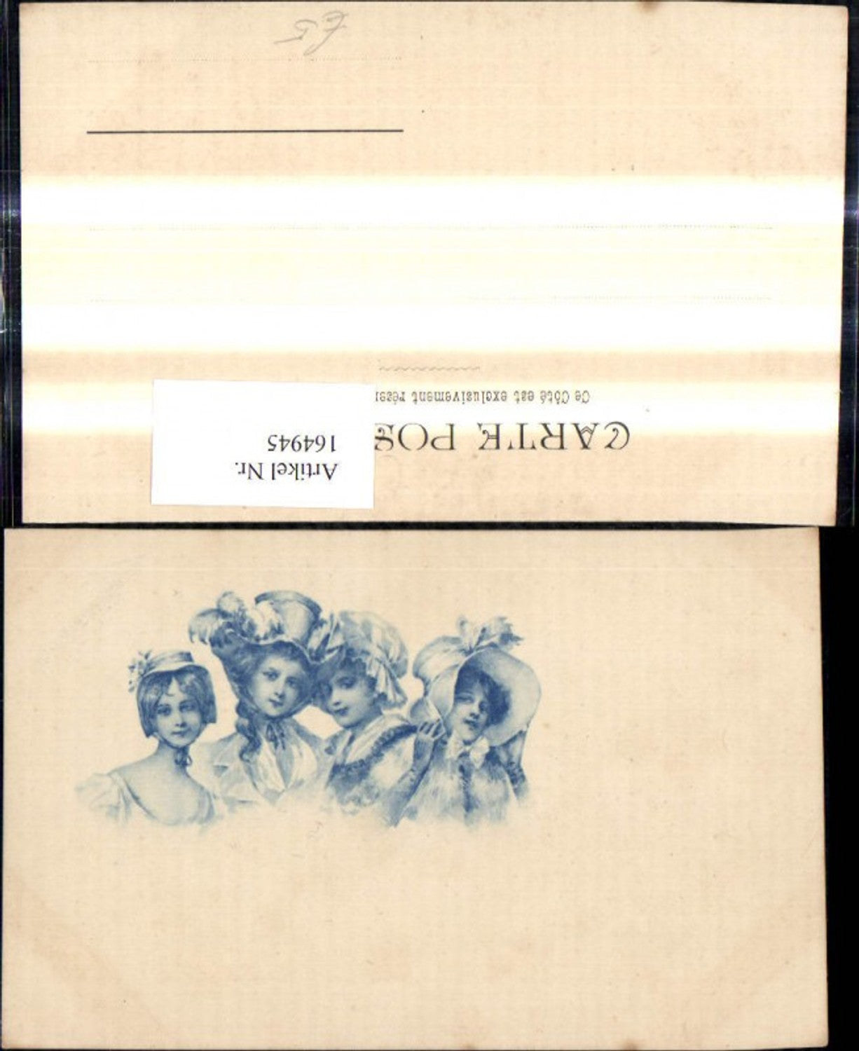 164945,Künstler Ak Mädchen Hut Hauben i. Stil Biedermeier
