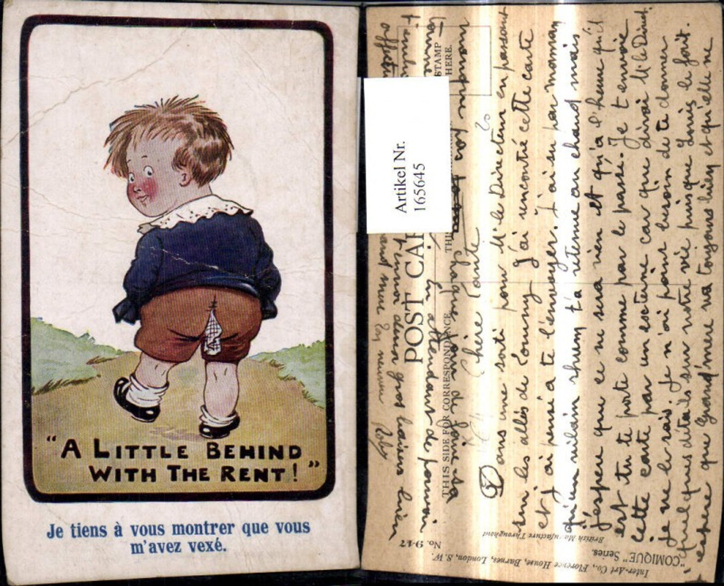 165645, Artist Ak Bub Junge m. Loch i. Hose a. Bottom A little Behind with the Rent pub Inter-Art Co Comique 947