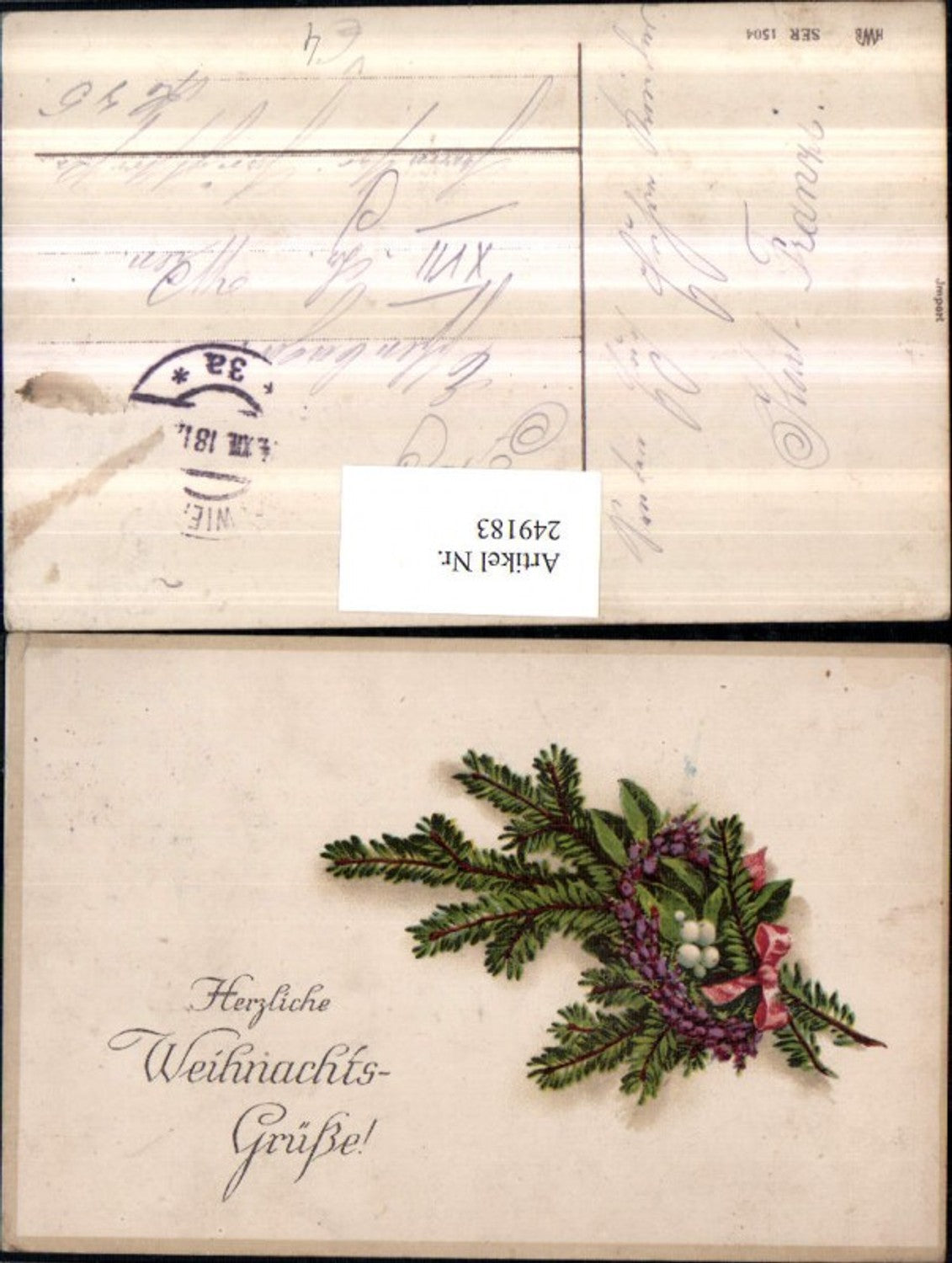 249183, Christmas fir branch ribbon flowers pub HWB 1504