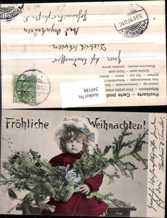 249188, Christmas Child Girl with Bonnet, Coat, Fir Branches, Cones