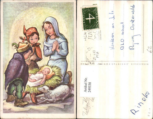 249338, Christmas Mary with Christ Child Jesus Nativity Children Sheep