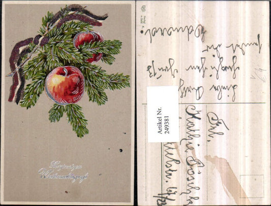 249381, Christmas silver decoration fir branch apples pub EAS
