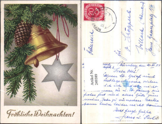 249389, Artist AK Christmas Fir branch Cone Bell Star