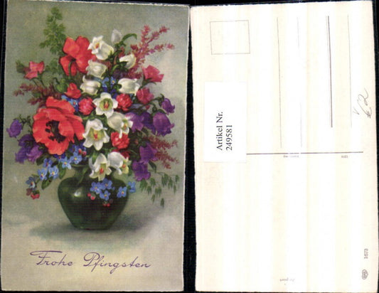 249581,Pfingsten Blumenstrauß Blumen Glockenblumen Mohnblume Vergissmeinnicht Vase pub EAS 1673