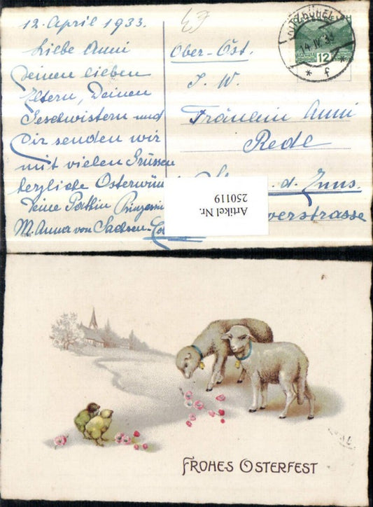 250119,Ostern Küken Schafe Lämmer m. Glocken Blumen
