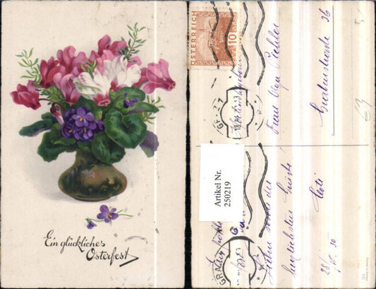 250219, Easter bouquet of violets and cyclamen in a vase