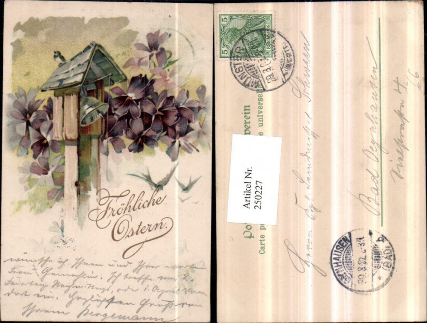 250227,Litho AK Easter Bell Bird Violet Swallows