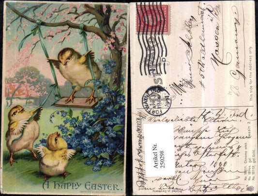 250298, Easter chicks b. Swings swing flowers tree