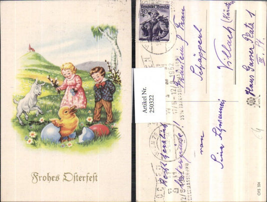 250322, Artist AK Easter Children with pussy willows chicks eggs goat