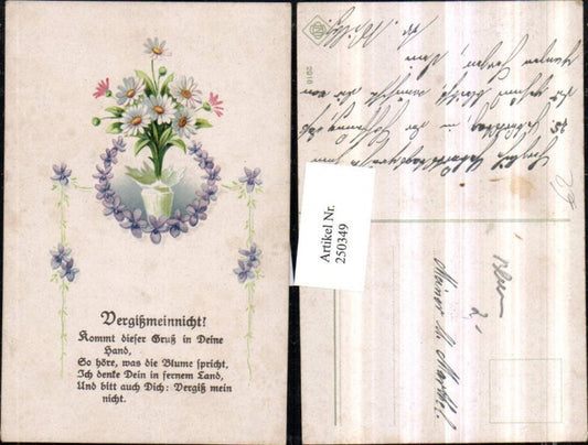 250349, Forget-me-not saying text daisies violets
