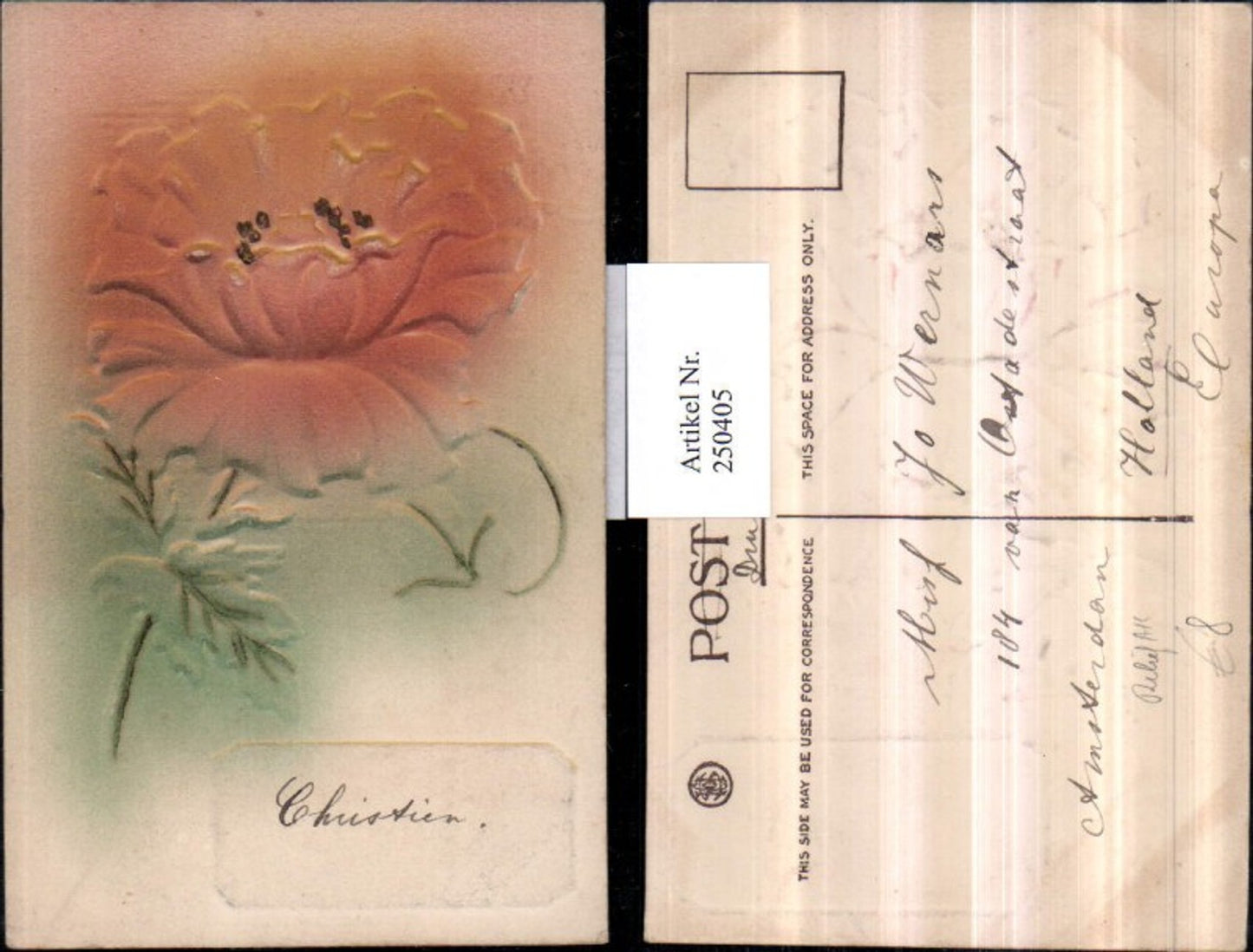 250405,Relief Präge AK Blume Mohnblume