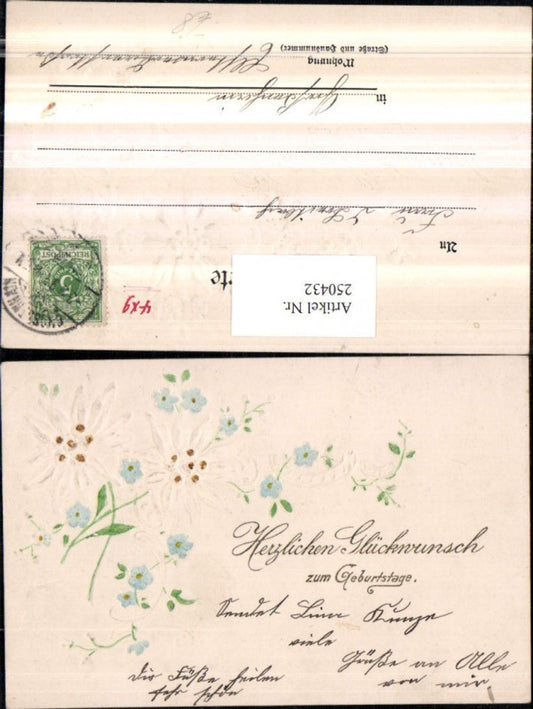 250432, Embossed Relief Lithograph Ak Flowers Garland Forget-me-not