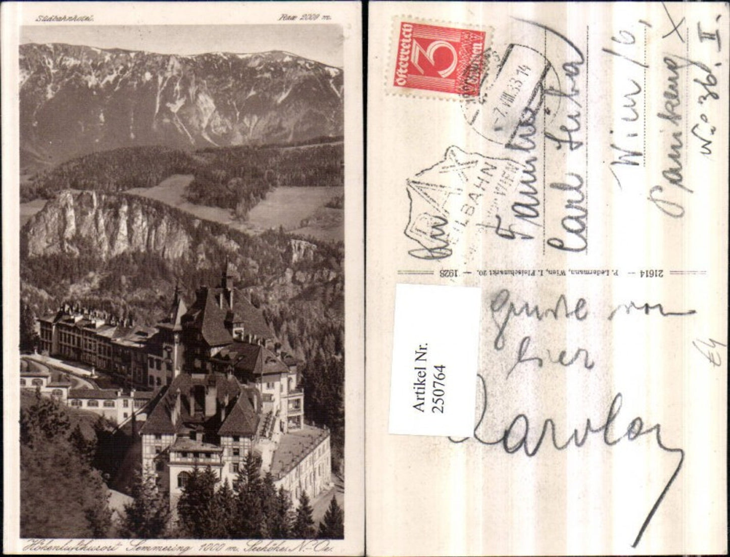 250764,Semmering Südbahnhotel m. Rax