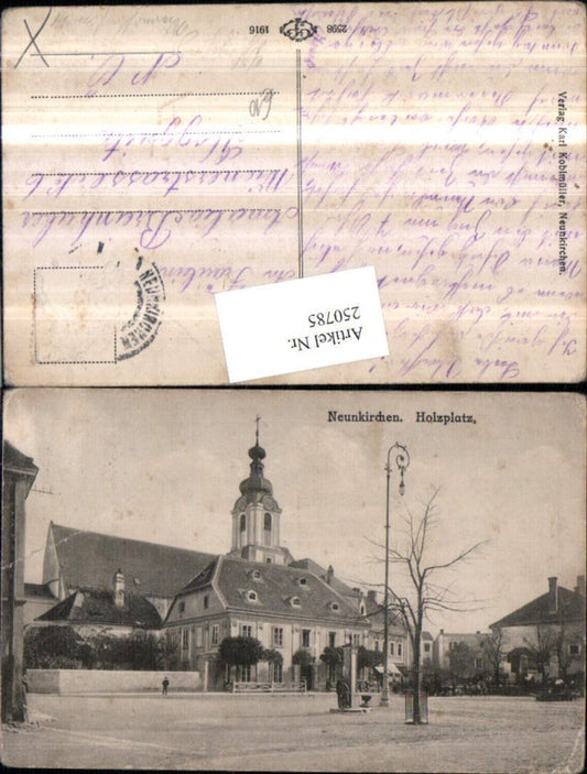 250785,Neunkirchen Holzplatz Platz Kirche Brunnen