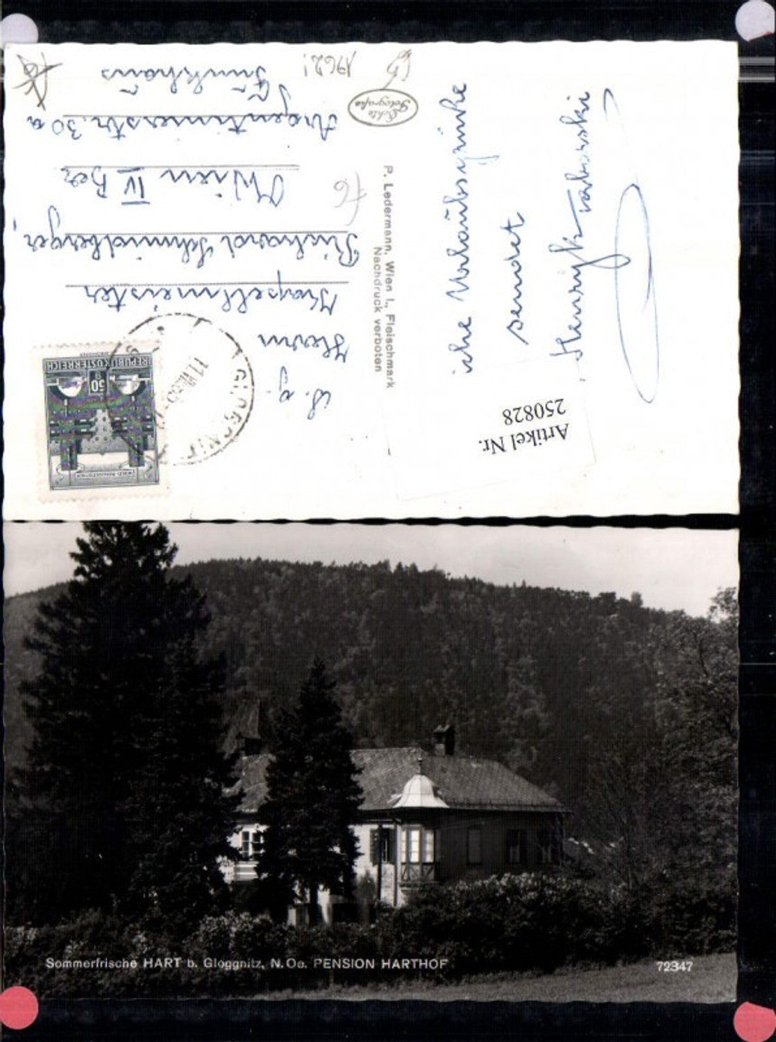 250828,Hart b. Gloggnitz Pension Harthof 1962