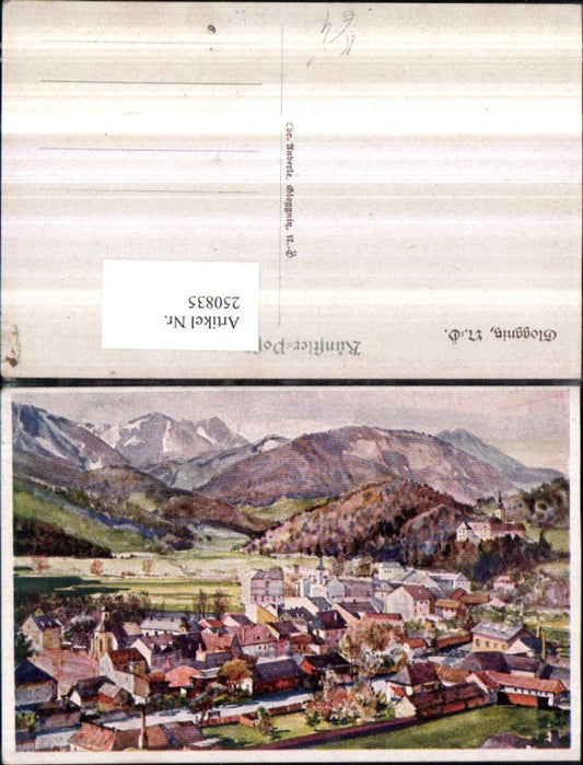 250835,Künstler AK Gloggnitz Totale