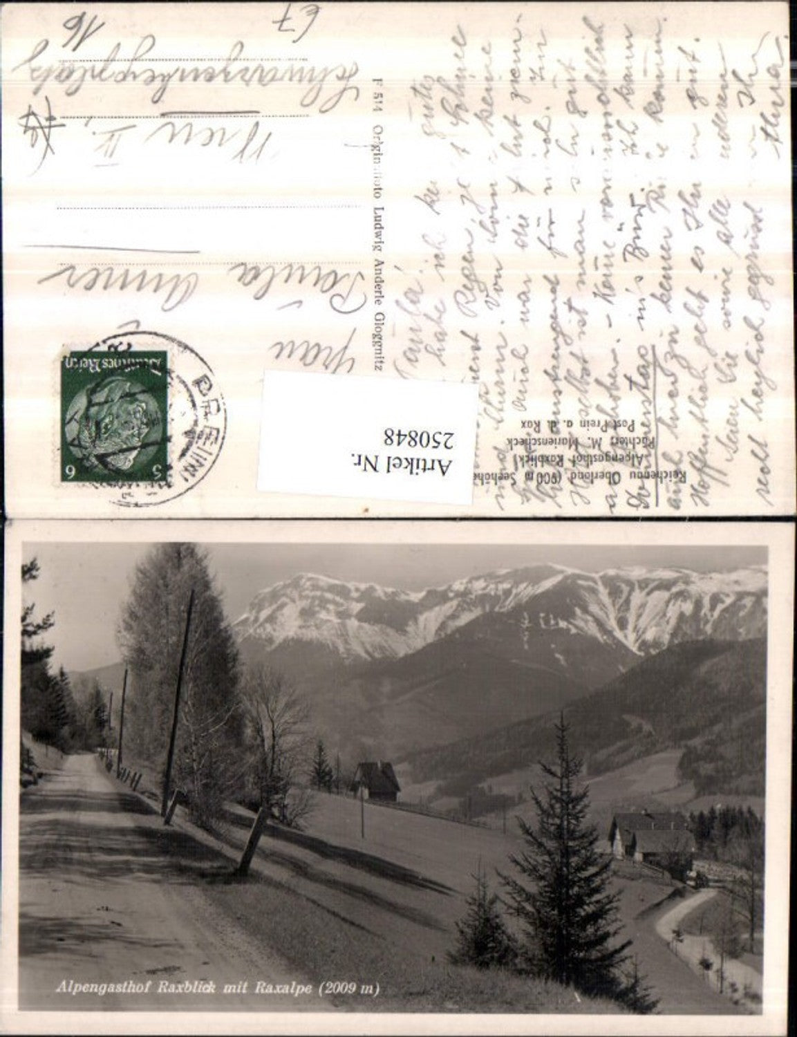 250848,Alpengasthof Raxblick m. Raxlalpe b. Reichenau
