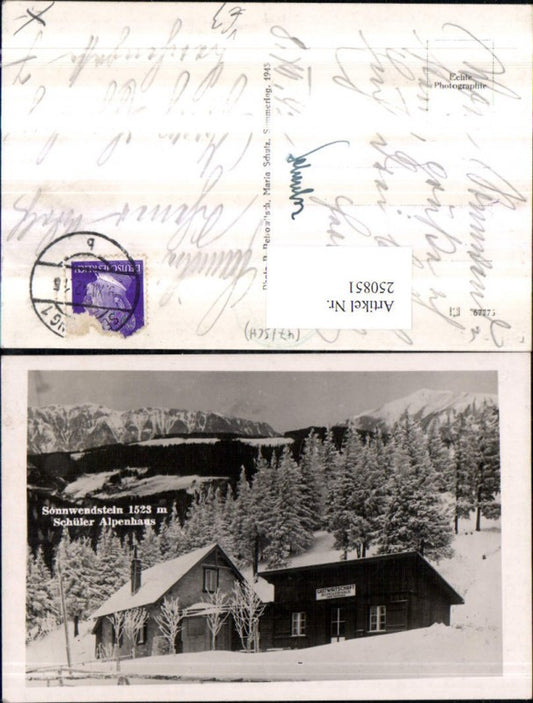 250851,Sonnwendstein Schüler Alpenhaus Winterbild b. Semmering pub Foto P. Petrowitsch Maria Schutz