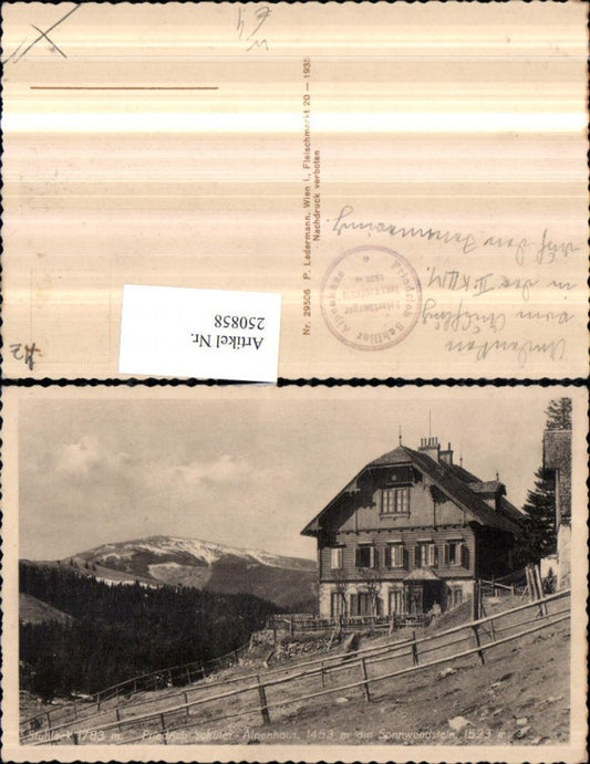 250858,Friedrich Schüler Alpenhaus am Sonnwendstein m. Stuhleck b. Semmering