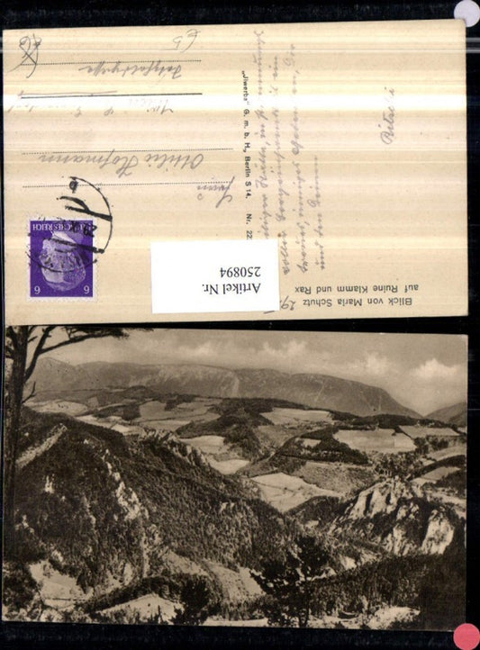 250894,Blick von Maria Schutz auf Ruine Klam u. Rax