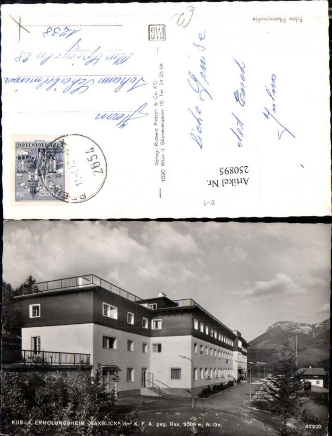 250895,Kur- und Erholungsheim Raxblick geg. Rax b. Reichenau