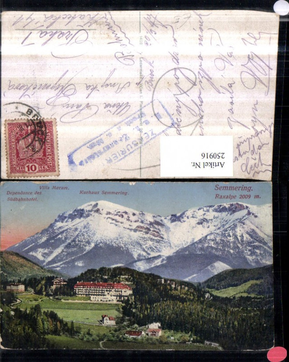 250916,Semmering Villa Meran Kurhaus Dependance Südbahnhotel geg. Raxalpe