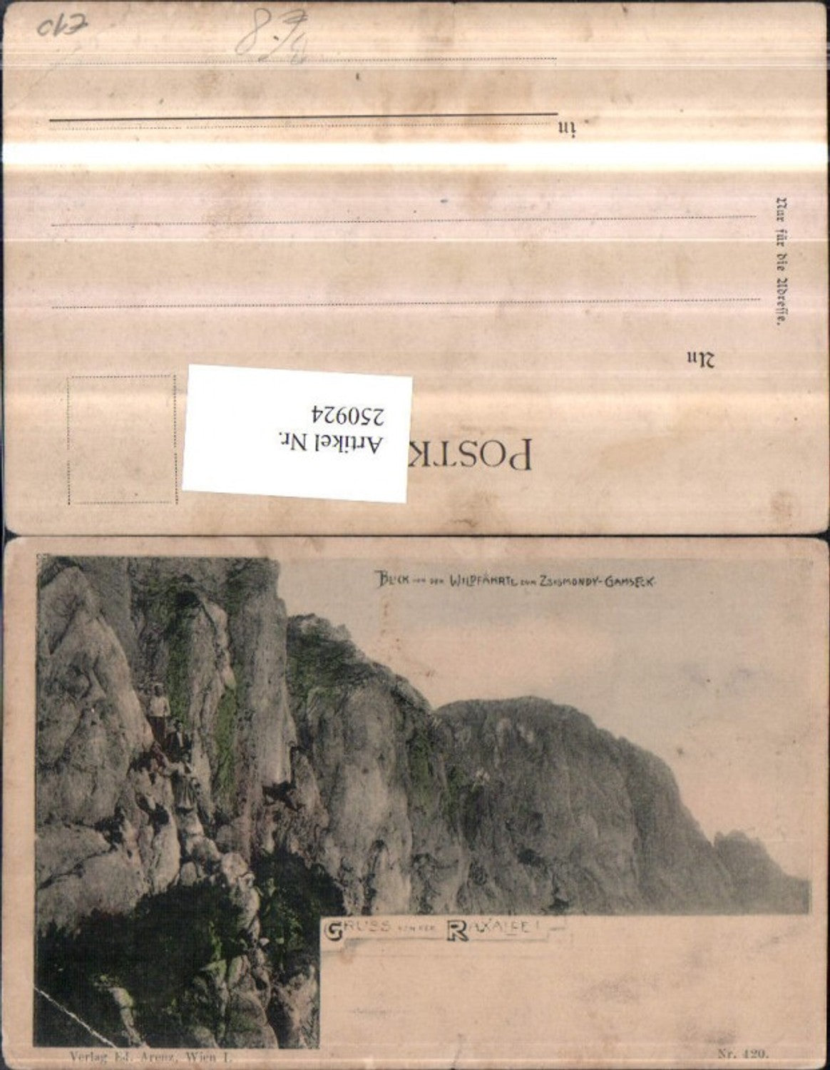 250924,Gruß von d. Raxalpe b. Reichenau Blivk con d. Wildfährte zum Zsigmondy-Gamseck