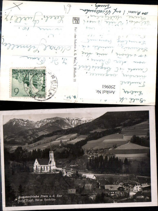 250961,Prein an d. Rax Teilansicht Kirche u. Hotel Eggl