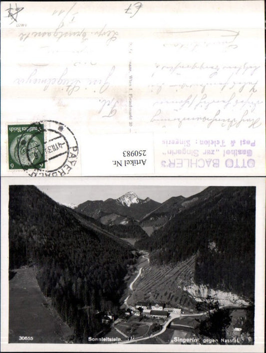 250983,Sonnleitstein Otto Bachlers Gasthof zur Singerin geg. Nasstal b. Schwarzau im Gebirge