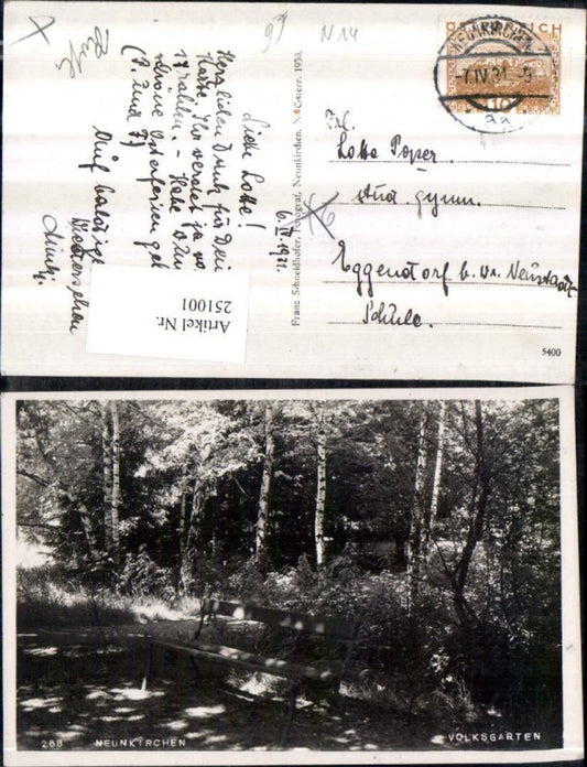 251001,Neunkirchen Volksgarten Partie Holzbank