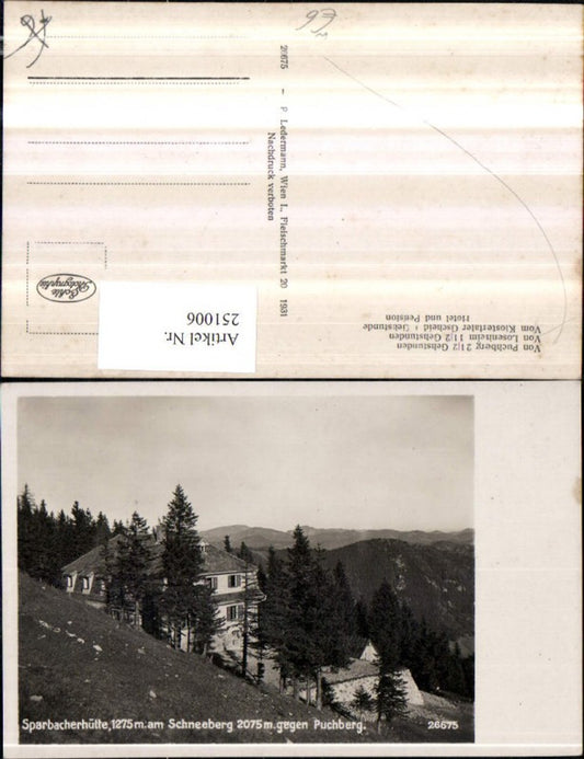251006,Sparbacherhütte am Schneeberg geg. Puchberg