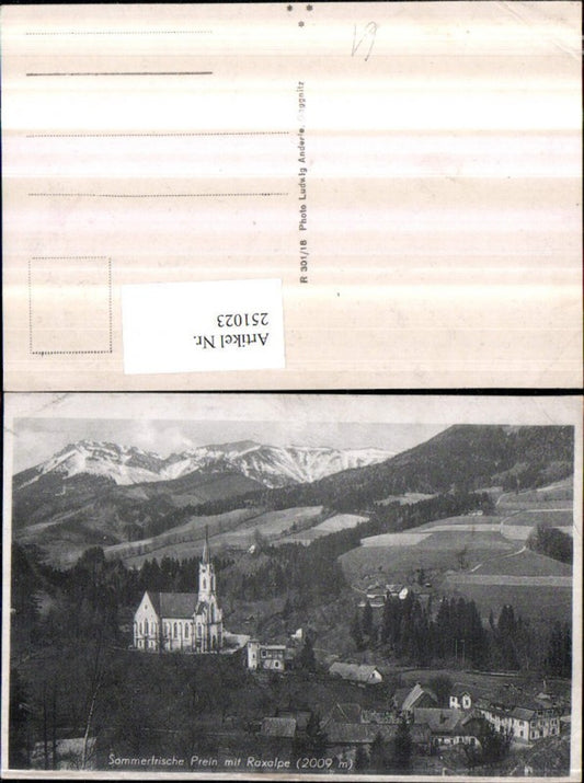 251023,Prein an d. Rax Teilansicht Kirche m. Raxalpe