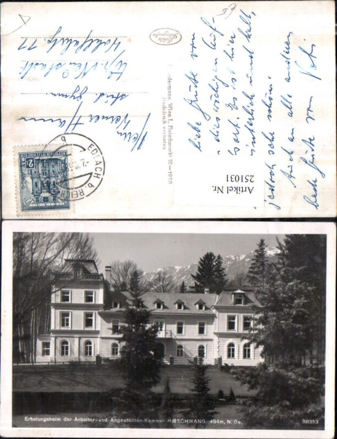 251031,Hirschwang Erholungsheim d. Arbeiter- und Angestellten-Kammer