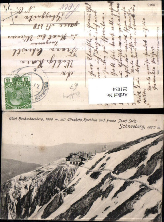 251034,Schneeberg Hotel Hochschneeberg m. Elisabeth-Kirchlein u. Franz Josef-Steig b. Puchberg