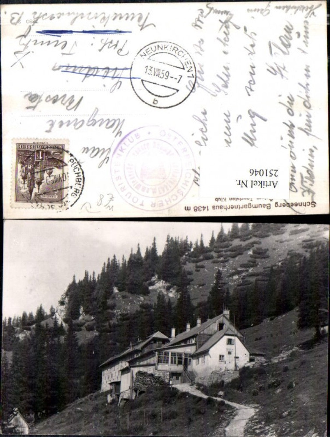 251046,Schneeberg Baumgartnerhaus b. Puchberg